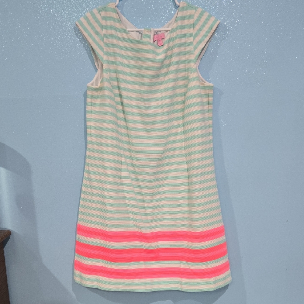 Lilly Pulitzer Mint and Coral Striped Dress